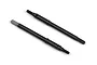 Two black HPI Racing steel rear driveshafts for RC cars, shown against a plain white background.