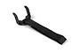 A black HPI Racing battery strap with a plastic mounting clip and a hook-and-loop fabric fastener.