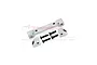 GPM Racing silver aluminium rear lower suspension mount set with mounting screws on a white background.