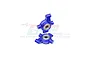 Two blue anodized aluminium RC steering hubs from GPM Racing, each featuring a pre-installed metal ball bearing.