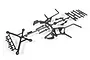 A black plastic parts tree for an Axial RC rear roll cage, showing various structural components and mounting points on a white background.
