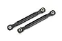 Two black Traxxas front toe links with metal pivot balls at each end, isolated on a white background.