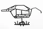 A black plastic RC roll cage side panel and bumper assembly on a white background.