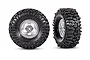 Traxxas 1.0" Mickey Thompson Baja Pro XS Tyres on Satin Chrome 6 Spoke Rims - Glued Wheels 2Pcs 9872