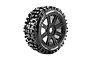 Louise 1/8 B-ULLDOZE (Soft) Tyres on Black Rims - Glued Wheels 2Pcs L-T324SB