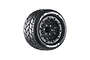 A single Louise MT-Rocket RC monster truck wheel with a black multi-spoke rim and treaded rubber tyre against a white background.