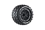 Louise 1/10 MT-Uphill (Soft) Tyres on (0", 1/2" Offset) Black Rims with Hex Adapters - Glued Wheels 2Pcs L-T3309SX