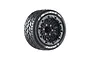A single Louise ST-Rocket 1/10 scale stadium truck wheel with a black multi-spoke rim and patterned beadlock ring, set against a white background.