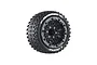 A single Louise 1/10 scale MT-Hummer RC monster truck wheel with a black multi-spoke rim and aggressive tread pattern, isolated on a white background.