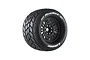 Louise 1/8 MT-Rocket (Sport) Tyres on (0", 1/2" Offset) Black Rims with Hex Adapters - Glued Wheels 2Pcs L-T3320X