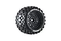 A single Louise MT-Uphill 1/8 scale monster truck wheel with a black multi-spoke rim and aggressive block tread tyre on a white background.