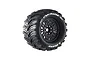 A single Louise MT-Cyclone 1/8 scale RC monster truck wheel with a black multi-spoke rim and aggressive tread pattern tire against a white background.