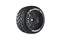 A single Louise ST-Rocket 1/8 scale RC stadium truck wheel with a black multi-spoke rim and treaded rubber tyre against a white background.