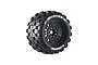 A single Louise ST Mcross 1/8 scale RC stadium truck tyre mounted on a black multi-spoke rim with gold-coloured lug nut details against a white background.