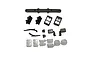 A collection of black plastic body parts and clear plastic light lenses for the Hobby Plus CR-18P Rock Van RC model.