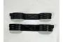Two black plastic inner fender liners for an RC vehicle, featuring ribbed wheel arch sections and a central X-pattern reinforcement.