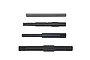 Four metal gear box shafts for RC cars, arranged horizontally against a white background.