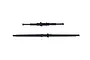 Two black metal RC driveshafts of different lengths isolated on a white background.