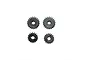A set of four black RC portal gears of varying sizes arranged on a plain white background.
