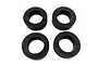 Four black circular foam tyre inserts arranged in a two-by-two grid on a white background.
