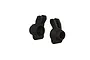 Two black plastic ARRMA rear hub carriers for RC vehicles, shown from a side angle against a white background.