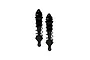 Two black ARRMA EXB RC shock absorbers standing upright against a white background.