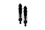 Two black ARRMA EXB shock absorbers standing upright against a white background.