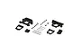 ARRMA 1/8 Kraton clipless body mount hardware set including plastic mounts, metal pins, screws, and springs on a white background.