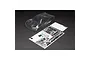 Clear, unpainted ARRMA Fury 1/10 scale short course RC body shell with a matching decal sheet on a black background.