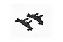 Two black plastic RC car body mount components shown from an isometric angle against a white background.