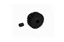 A black 27T pinion gear for RC cars with a matching grub screw, shown against a plain white background.