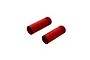 Two red anodized aluminium shock absorber bodies for ARRMA RC vehicles, shown against a plain white background.
