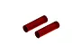 Two red anodized aluminium shock absorber bodies for ARRMA RC vehicles.
