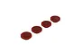 Four red rubber shock bladders for ARRMA RC vehicles arranged in a diagonal line against a white background.