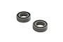 Two ARRMA rubber shielded ball bearings shown from an angled perspective against a white background.