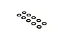 A set of ten small black circular washers arranged in a grid pattern on a white background.