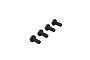 Four black ARRMA 5x12mm button head screws arranged in a diagonal line against a white background.