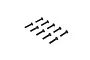 Ten black countersunk screws arranged in a grid pattern against a white background.