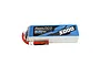 Gens Ace 18.5V 5000mAh 45C LiPo battery in a blue soft case with red and black power wires and a white balance plug.