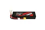 A rectangular Gens Ace 7.4V 7600mAh 60C soft case LiPo battery with red and black wires and an XT60 connector against a white background.