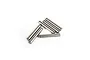 A cluster of six small, cylindrical steel drive pins arranged on a plain white background.