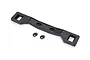 Traxxas rear clipless body mount component with two small black plastic washers on a white background.