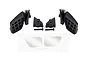 Traxxas side mirror set including black plastic mirror housings, mounting brackets, screws, and adhesive mirror lenses.