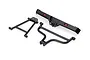 A Traxxas rear bumper set including a main bumper bar with red light inserts and two black support brackets on a white background.