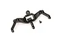 A black plastic Traxxas rear clipless body mount component with a single small black screw, isolated on a white background.
