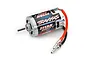 Traxxas Titan Drift 550 21T brushed RC motor with red and black wires and bullet connectors.