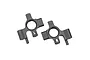 Two grey aluminium steering hubs for an RC car, marked with L and R for left and right orientation.
