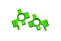 A pair of bright green anodized aluminium steering hubs for an RC car, marked with L and R for left and right orientation.