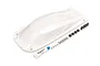 A white Traxxas Disruptor boat hatch with included mounting hardware, O-rings, and a small tube of grease on a white background.