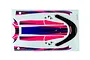 Traxxas Disruptor pink decal sheet for RC boat hatch on a light blue backing paper.